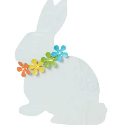 White Bunny With Solar Flowers Stake - Sitting or Standing