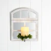 Windowpane Mirror Wall Sconce With Candle - Black, Natural, or White