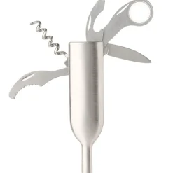 Wine Bottle Tool - Corkscrew, Cap Lifter, Magnifier, Knife, Cutter Blade
