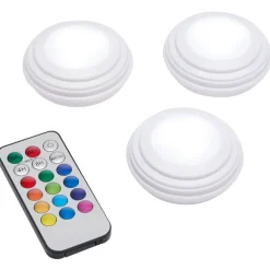 Wireless LED Color-Changing Puck Lights With Remote Set of 3