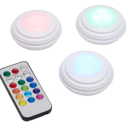 Wireless LED Color-Changing Puck Lights With Remote Set of 3