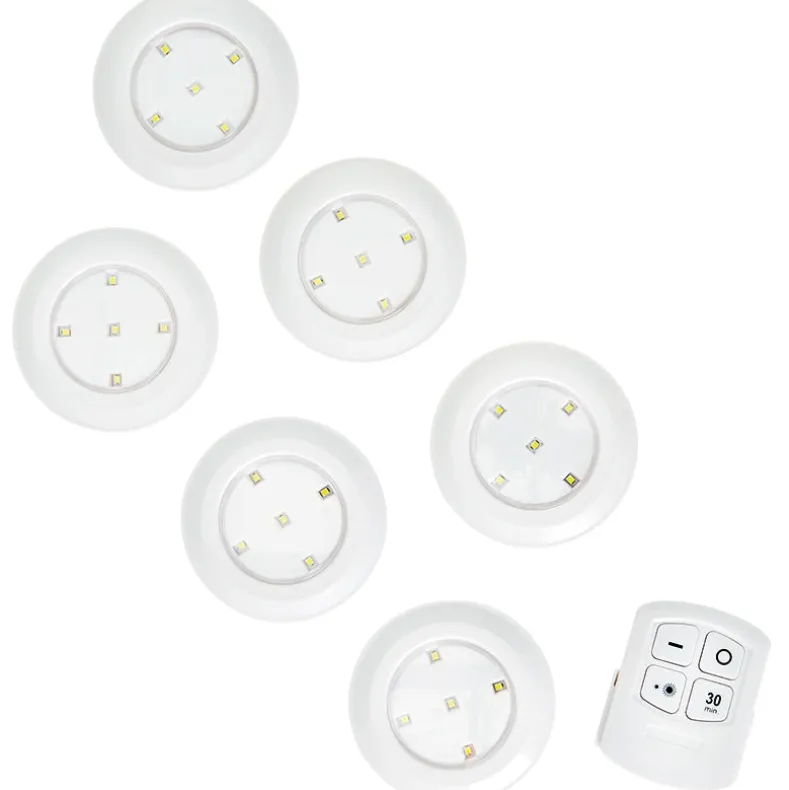 Wireless LED Puck Lights - Versatile, Battery Operated, 6 Pc with Remote