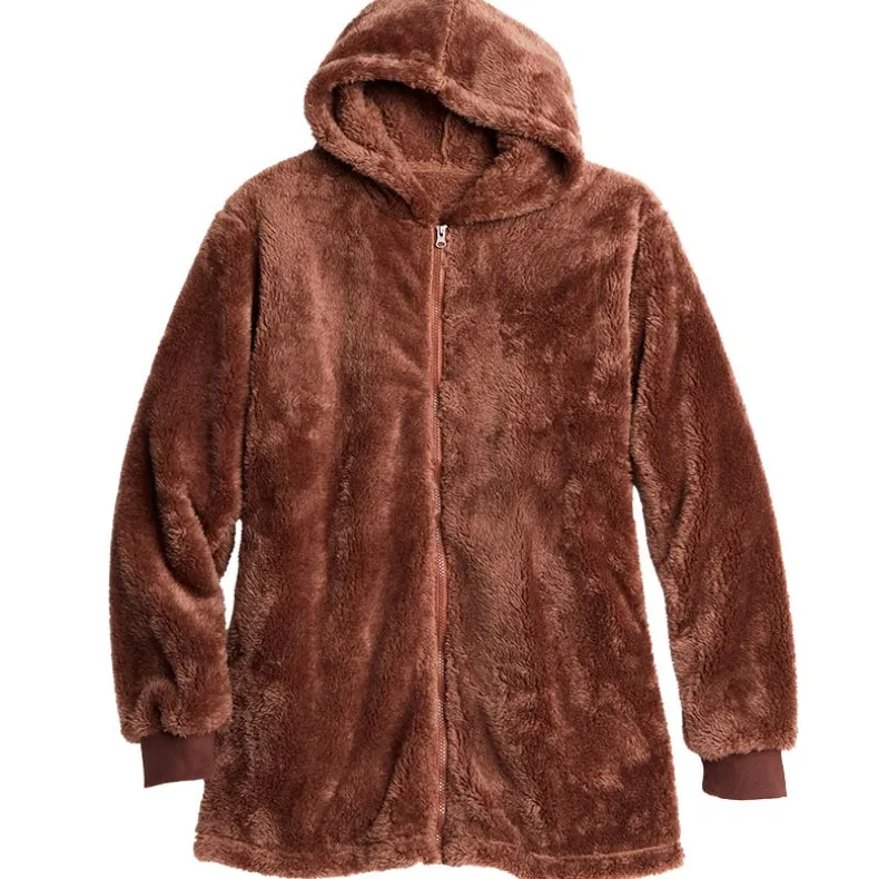 Women's Brown Zip-Up Fleece Hoodie