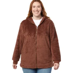 Women's Brown Zip-Up Fleece Hoodie