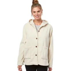Women's Button-Up Fleece Jacket with Hood