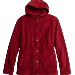 Women's Button-Up Fleece Jacket with Hood