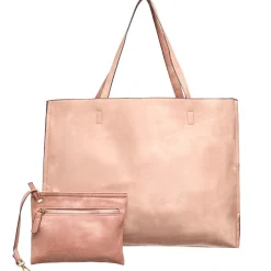 Women's Faux Leather Reversible Tote Bag with Matching Purse