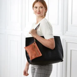 Women's Faux Leather Reversible Tote Bag with Matching Purse