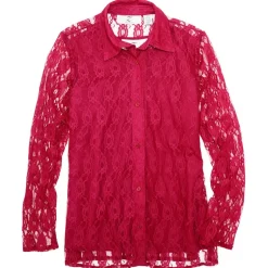 Women's Lace Long Sleeve Button Up Blouse