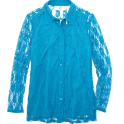 Women's Lace Long Sleeve Button Up Blouse
