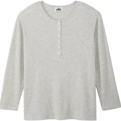 Women's Long Sleeve Thermal Henley Top with Buttons