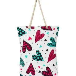 Women's Love Heart Tote Bag with Rope Handle