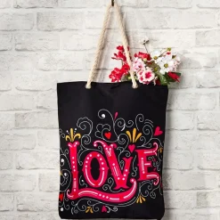 Women's Love Heart Tote Bag with Rope Handle