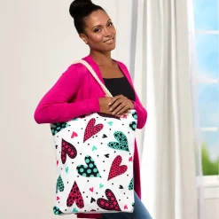 Women's Love Heart Tote Bag with Rope Handle
