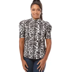 Women's Mock Neck Puff Sleeve Blouse