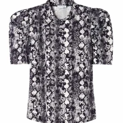 Women's Mock Neck Puff Sleeve Blouse