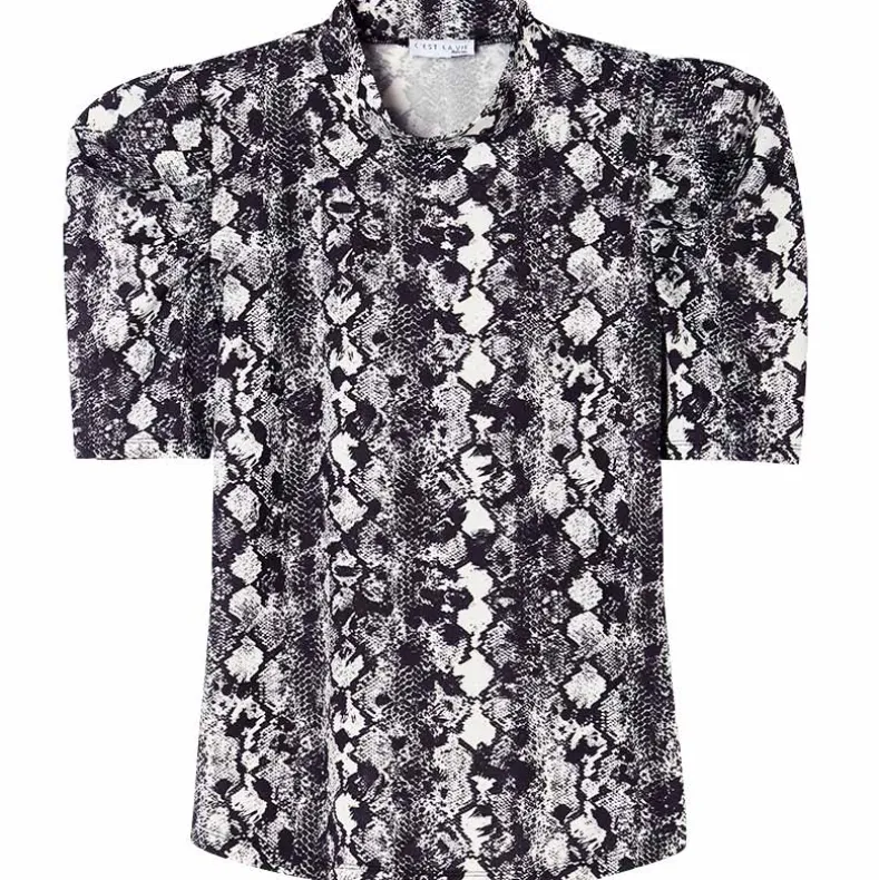 Women's Mock Neck Puff Sleeve Blouse
