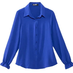 Women's Ruffle Long Sleeve Button Down Shirt