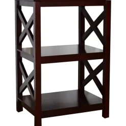 Wood Accent Table with Open Sides in X Design - 2-Tier