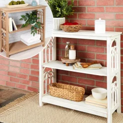 Wooden Console Table with Arched Side Accent - 2-Tier - 30"H