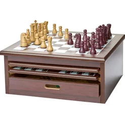 Wooden 15-in-1 Game Center - Family Fun with Chess, Checkers, and More