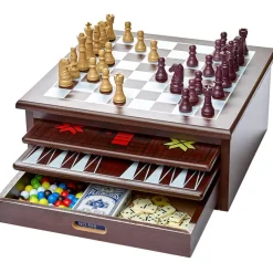 Wooden 15-in-1 Game Center - Family Fun with Chess, Checkers, and More