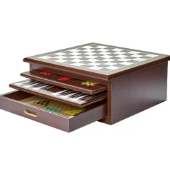 Wooden 15-in-1 Game Center - Family Fun with Chess, Checkers, and More