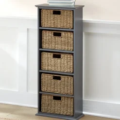 Wooden Shelving Unit with Seagrass Drawers