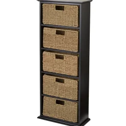 Wooden Shelving Unit with Seagrass Drawers