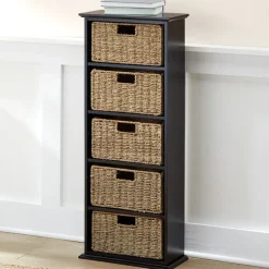 Wooden Shelving Unit with Seagrass Drawers