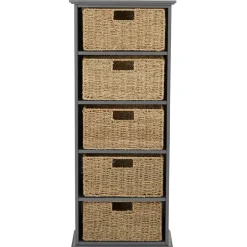 Wooden Shelving Unit with Seagrass Drawers