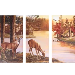 Woodland Animal Canvas Wall Art Trio - Bear or Deer