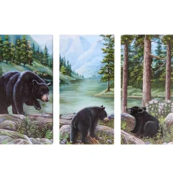 Woodland Animal Canvas Wall Art Trio - Bear or Deer