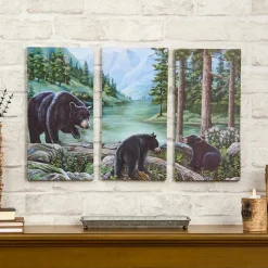 Woodland Animal Canvas Wall Art Trio - Bear or Deer