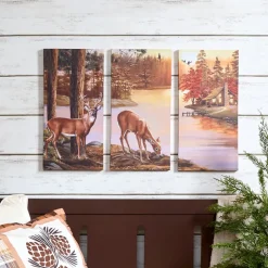 Woodland Animal Canvas Wall Art Trio - Bear or Deer