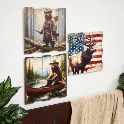 Woodland Bear Plank Wall Art – Rustic Decor for Nature Lovers