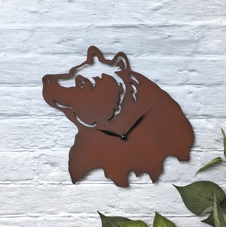 Woodland Clock Animal Silhouette Moose Bear of Eagle