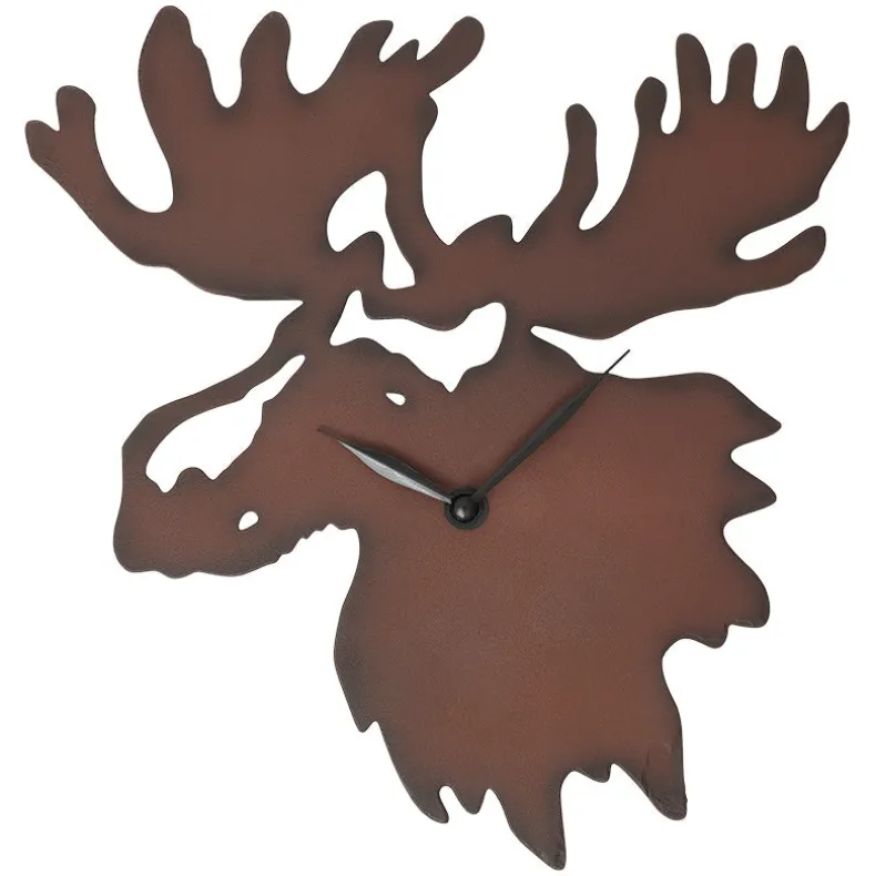 Woodland Clock Animal Silhouette Moose Bear of Eagle