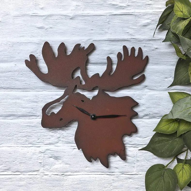 Woodland Clock Animal Silhouette Moose Bear of Eagle