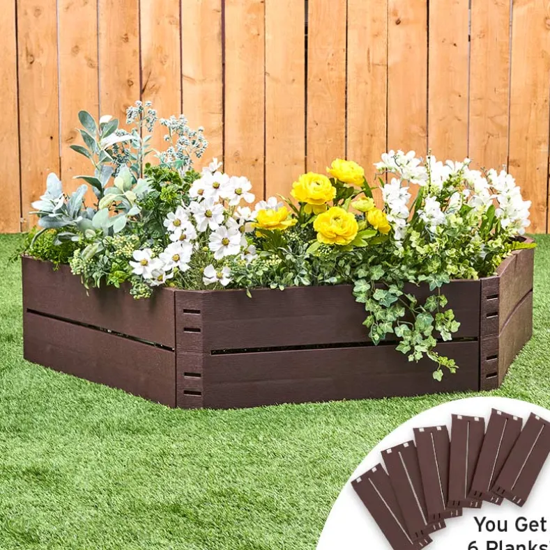 Wood Plank Raised Garden Bed - 6 Piece Kit