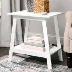 Wood Rectangular 2-Tier Accent Side Table