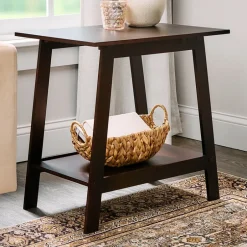Wood Rectangular 2-Tier Accent Side Table